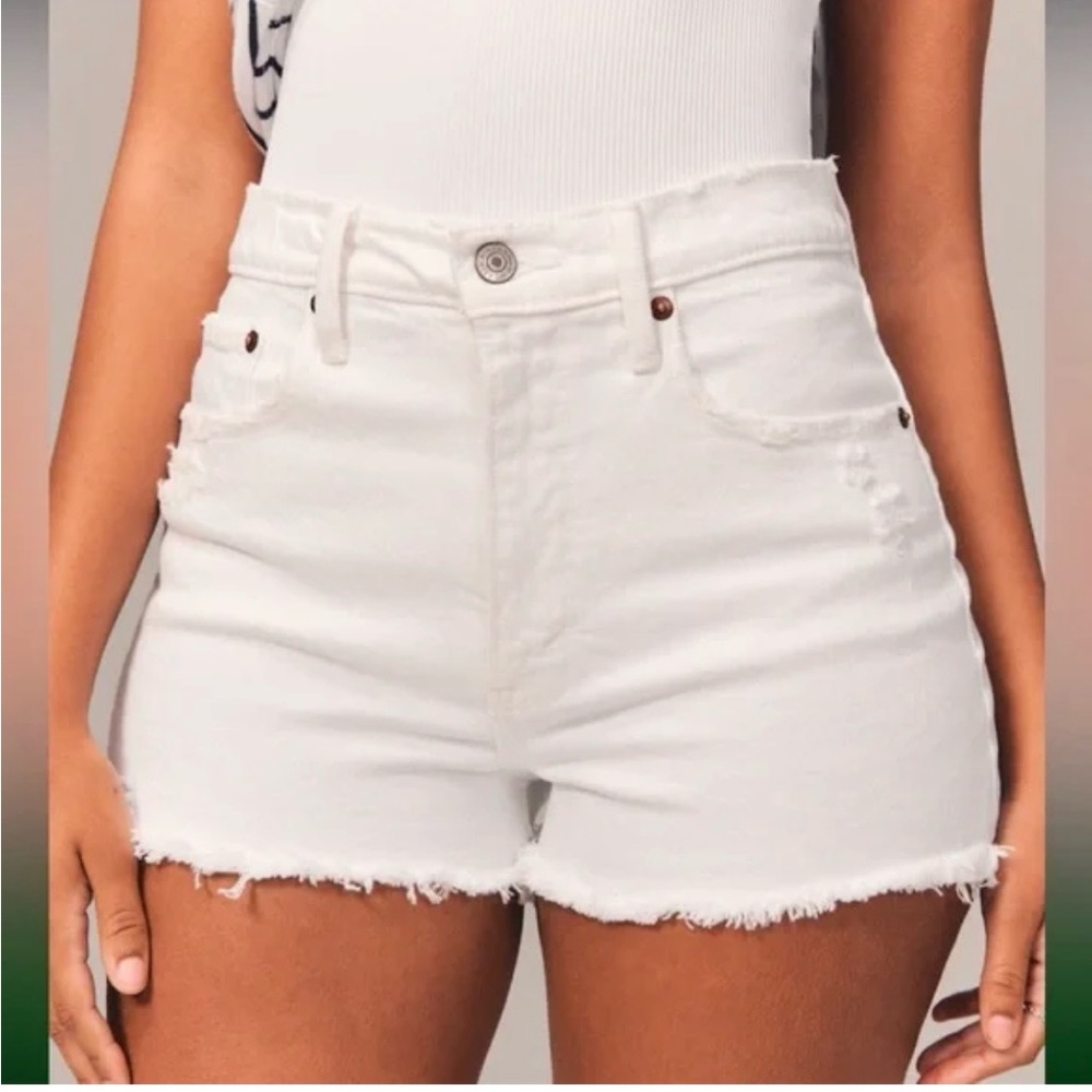 Abercrombie High-Rise White Denim Shorts - Women